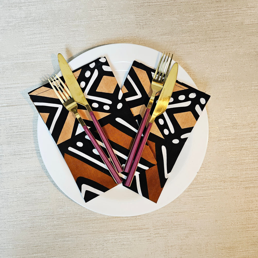 Set of 4 | 8 Napkins | 40x40cm | Ankara Wax 100% Cotton