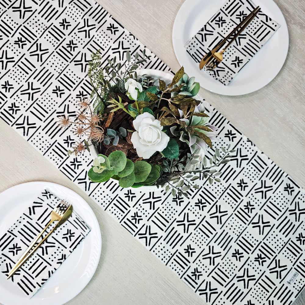 Table Runner and Set of 8 Napkins | 100% Cotton African Print Fabric