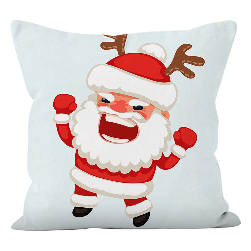 Santa Claus printed pillow cover for home sofa super soft pillowcase holiday party decoration cushion