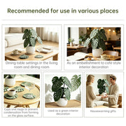 Monstera Leaf 3D Printed Coasters, Non-Slip Anti-Scald Plant Drink Mats, Tropical Desk Bar Kitchen Decor