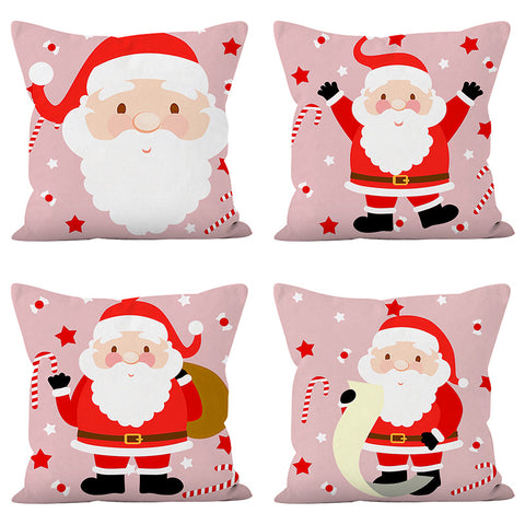 Cartoon Santa Claus Pillow Cover Super Soft Printed Pillow Cover Living Room Bedroom Holiday Cushion Cover