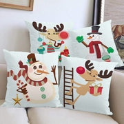 Christmas reindeer print pillow cover holiday snowman super soft pillowcase living room sofa decoration cushion