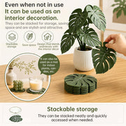 Monstera Leaf 3D Printed Coasters, Non-Slip Anti-Scald Plant Drink Mats, Tropical Desk Bar Kitchen Decor