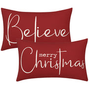 Christmas Decorative Pillowcase 2-piece Set Merry Christmas Sofa Cushion Cover Believe Waist Pillow Cover