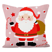 Cartoon Santa Claus Pillow Cover Super Soft Printed Pillow Cover Living Room Bedroom Holiday Cushion Cover