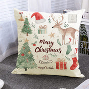 Christmas Socks Printed Pillow Cover Christmas Reindeer Linen Pillowcase Living Room Bedroom Decoration