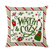 Christmas striped pillow cover letter printed linen home living room sofa cushion cover backrest