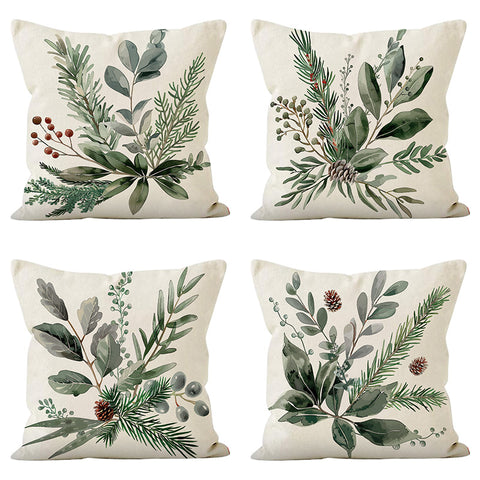 Christmas Pillow Cover Linen Pinecone Printed Cushion Cover Home Sofa Decoration