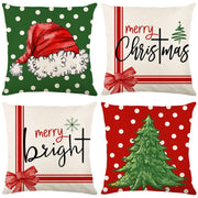 Christmas Pillow Cover Linen Printed Home Living Room Sofa Pillowcase Christmas Tree Cushion