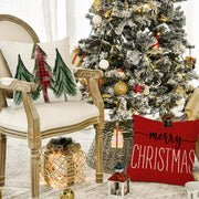 Christmas tree print pillow cover linen pillowcase holiday living room sofa decoration cushion cover