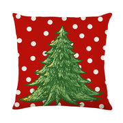 Christmas Pillow Cover Linen Printed Home Living Room Sofa Pillowcase Christmas Tree Cushion