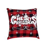 Christmas decoration red linen checkered Christmas square pillow cover sofa cushion cover without pillow core