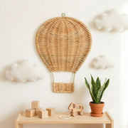 Handmade Rattan Hot Air Balloon Wall Hanging Decoration for Kids' Room, Home Decor, Baby Photo Prop