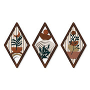 Bohemian Wooden Hollow Pendant Plant Flower Decoration Set Rustic Countryside Style Wall Hanging Decor