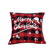 Christmas decoration red linen checkered Christmas square pillow cover sofa cushion cover without pillow core