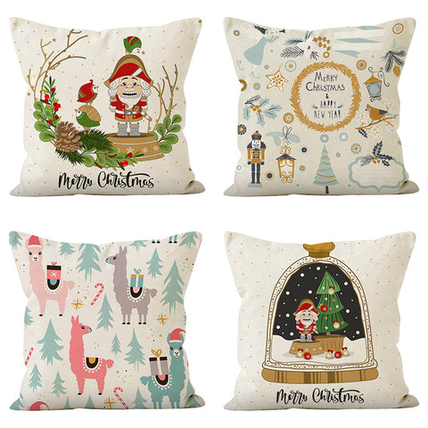 Nutcracker print pillow cover Christmas living room sofa decoration pillowcase holiday cushion cover