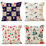 Cartoon Christmas Snowman Pillow Cover Holiday Sofa Decoration Cushion Cover Living Room