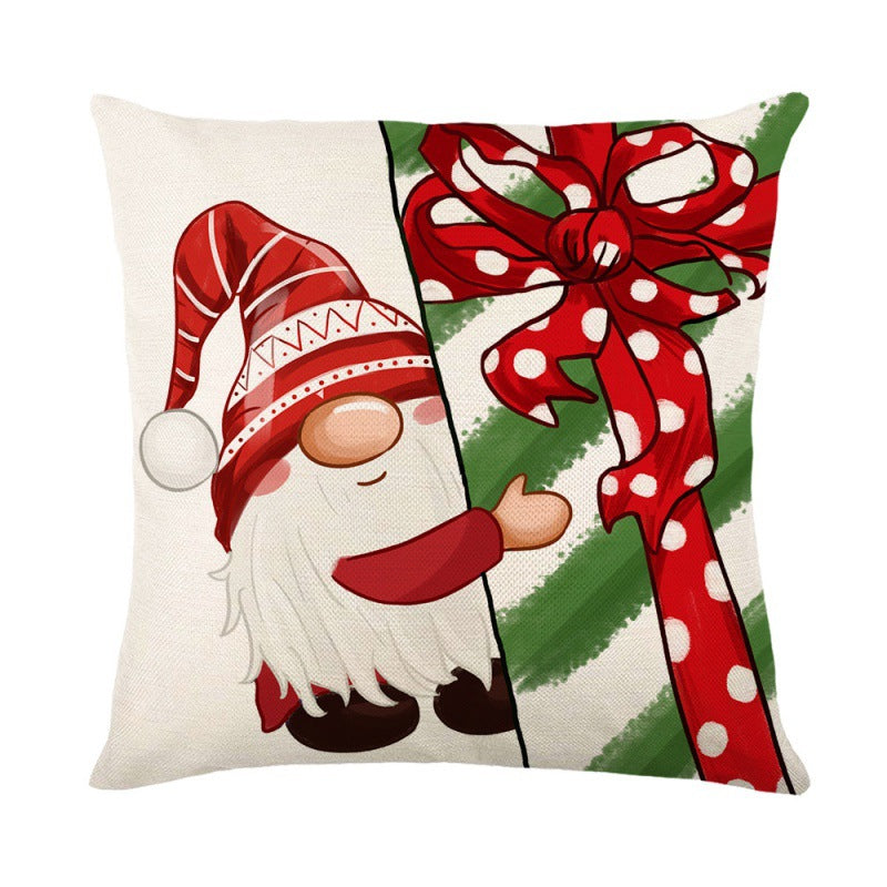 Santa Claus Linen Printed Pillow Cover Home Living Room Sofa Cushion Cover Bedroom